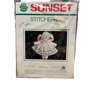 Vintage MY LITTLE ANGEL Sunset Stitchery 122 Ornament Craft Kit NOS